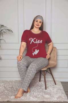 Tekten 6130 Battal Beden Kısa Kollu Bayan Pijama Takımı