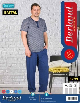 Berland 3799 Erkek Modal Kısa Kol Battal Pijama Takımı