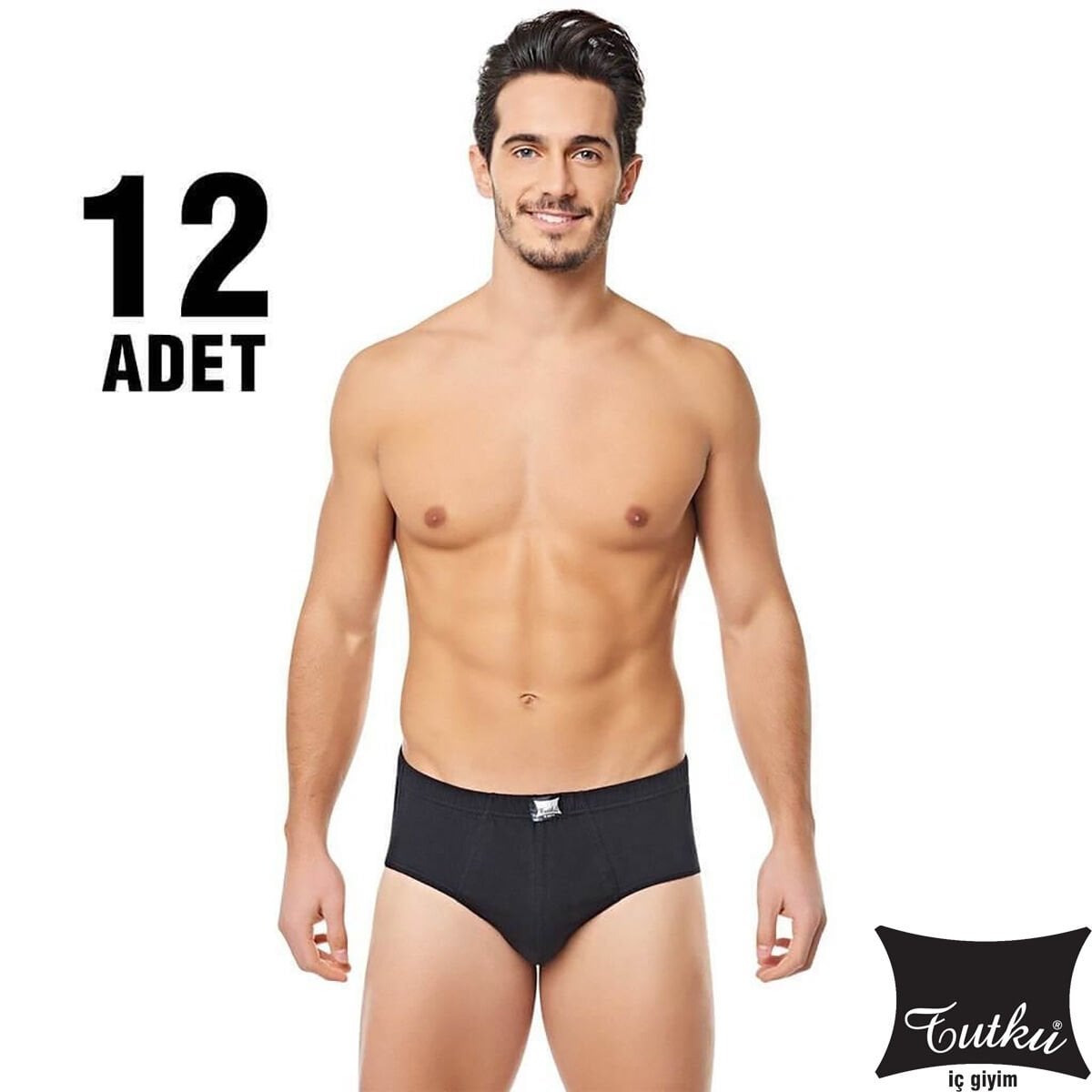 Tutku 0109 Erkek Renkli Kom Slip Külot 12'li SİYAH - 5/XL