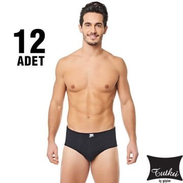 Tutku 0109 Erkek Renkli Kom Slip Külot 12'li SİYAH - 5/XL