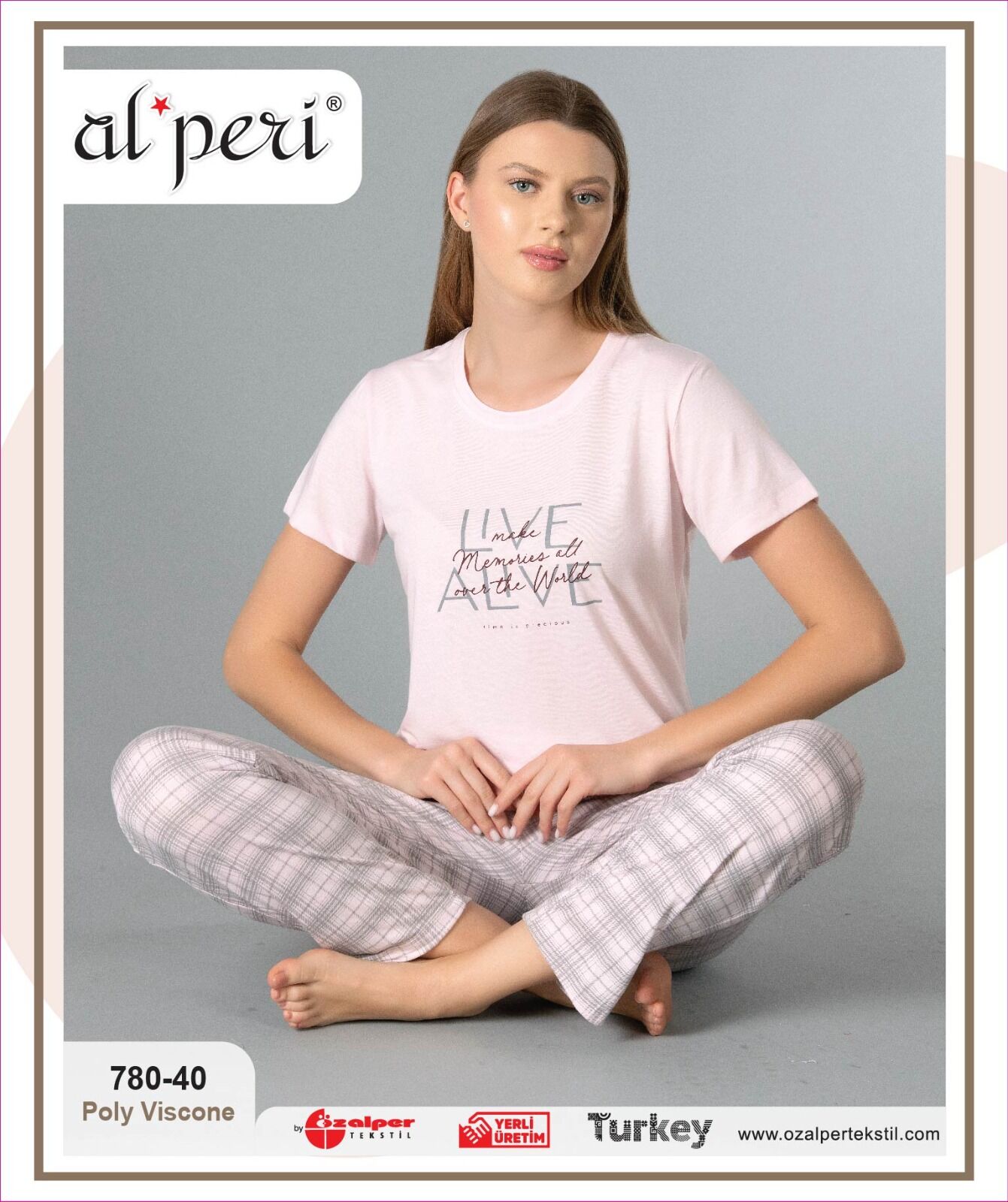Alperi 780-40 (M-L-XL-XXL) Bayan Kısa Kollu Pijama Takım 4'lü