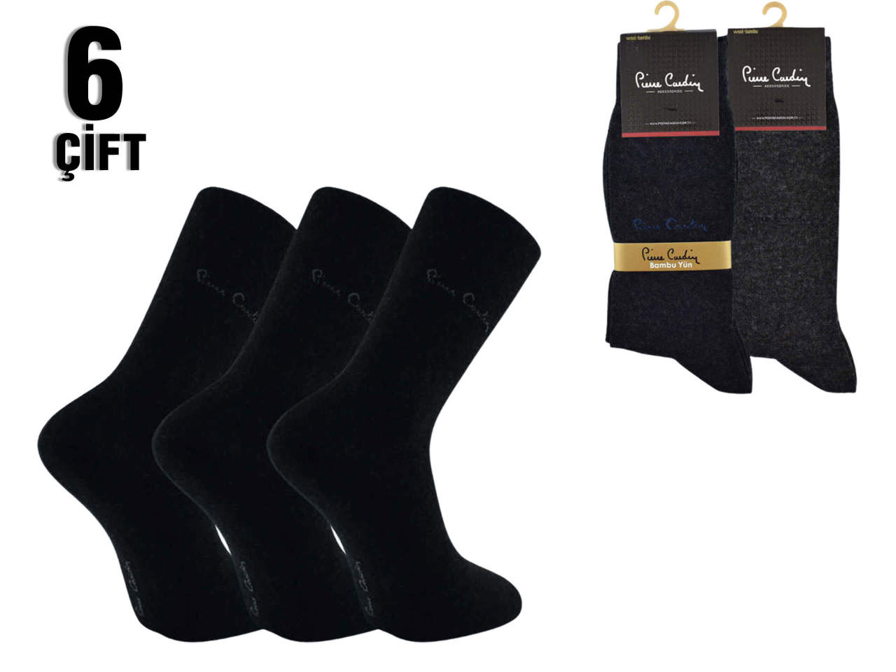 Pierre Cardin 611 Orjinal Erkek Bambu Yün Çorap 6'lı