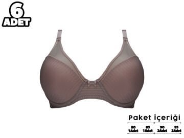 Liza 2250 Balenli Desteksiz Yarım Kulaklı Sütyen 6'lı