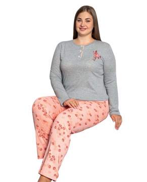 Polcan 10348 Uzun Kollu Düğmeli Bayan Pijama Takımı