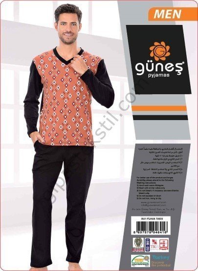 Güneş 4641 Uzun Kol Mevsimlik Erkek Pijama Takımı