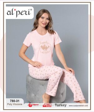Alperi 780-31 (M-L-XL-XXL) Bayan Kısa Kollu Pijama Takım 4'lü