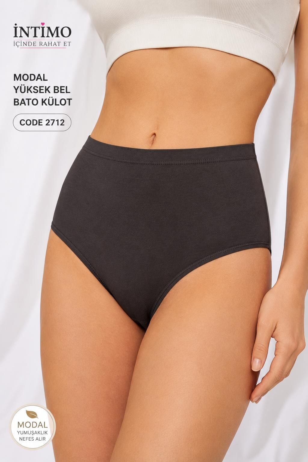 İntimo 2712 (M-L-XL) Modal Yüksel Bel Bayan Bato 12'li