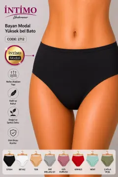 İntimo 2712 (M-L-XL) Modal Yüksel Bel Bayan Bato 12'li