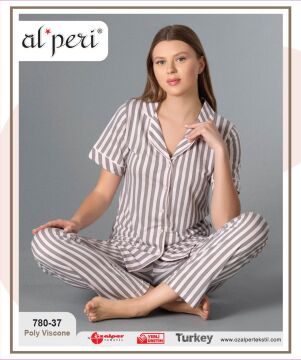 Alperi 780-37 (M-L-XL-XXL) Bayan Kısa Kollu Pijama Takım 4'lü
