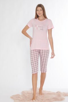 Alperi 770-03 (M-L-XL-XXL) Bayan Kısa Kollu Kapri Pijama Takım 4'lü