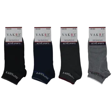 Vakre 9113-6 (41-44 NO) Erkek Penye Likralı Patik Çorap 12'li