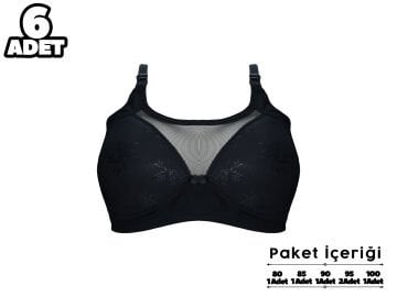 Liza 306 Jakarlı Dantelli Balensiz Desteksiz Sütyen 6'lı