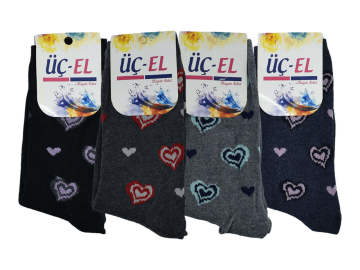 Üçel Ekonomik Desenli Bayan Soket Çorap 12'li