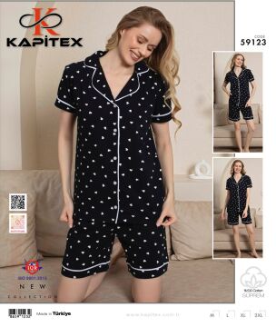 Kapitex 59123 Kısa Kol Bayan Şortlu Takım 4'lü