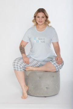 Alperi B770-03 (3XL-4XL-5XL-6XL) Bayan Kısa Kollu Kapri Pijama Takım 4'lü