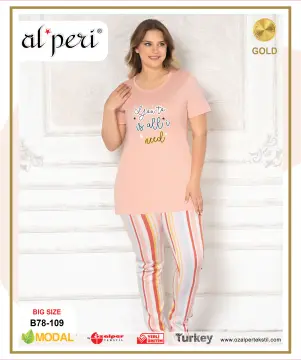 Alperi B78-109 (3XL-4XL-5XL-6XL) Bayan Modal Kısa Kollu Pijama Takım 4'lü