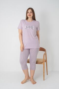 Alperi B770-02 (3XL-4XL-5XL-6XL) Bayan Kısa Kollu Kapri Pijama Takım 4'lü