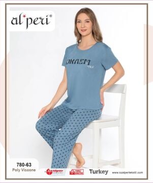 Alperi 780-63 (M-L-XL-XXL) Bayan Kısa Kollu Pijama Takım 4'lü