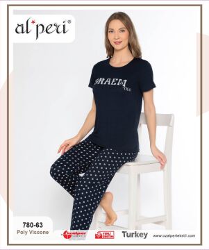Alperi 780-63 (M-L-XL-XXL) Bayan Kısa Kollu Pijama Takım 4'lü