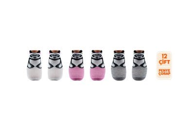 XGRİ POLO 6-21 3 Boyutlu Bayan Penye Sneaker Çorap 12'li