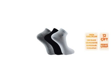 Şirin 7090-06 Ter Emici Dikişsiz Erkek Penye Patik 12'li