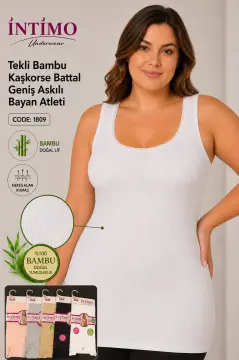 İntimo 1809 Battal Beden Bambu Bayan Kaşkorse Geniş Askılı Atlet 6'lı