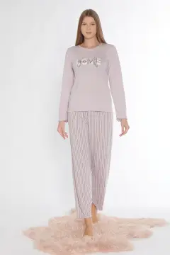 Alperi 790-83 (M-L-XL-XXL) Bayan Viskon Uzun Kollu Pijama Takım 4'lü