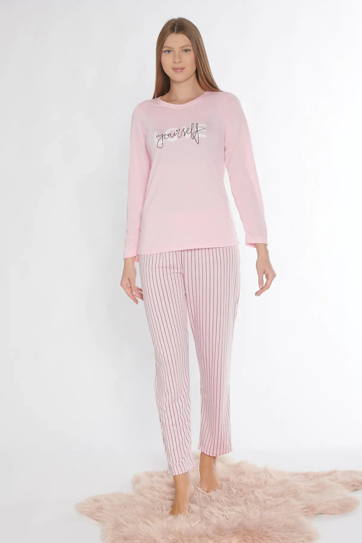 Alperi 790-83 (M-L-XL-XXL) Bayan Viskon Uzun Kollu Pijama Takım 4'lü