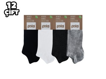 Pola 2100 Likralı Bayan Bambu Patik Çorap 12'li