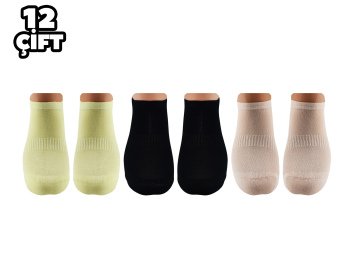 Pola 2101 Likralı Bayan Bambu Patik Çorap 12'li