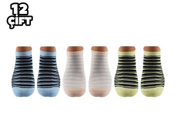 Pola 2102 Likralı Bayan Bambu Patik Çorap 12'li