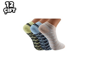 Pola 2102 Likralı Bayan Bambu Patik Çorap 12'li