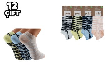 Pola 2102 Likralı Bayan Bambu Patik Çorap 12'li