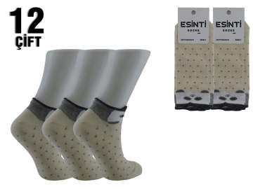 Esinti Puanlı Panda 3 Boyutlu Bayan Patik 12'li