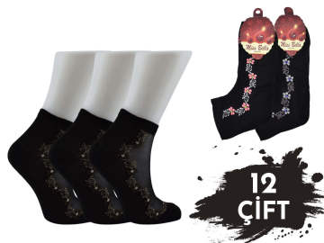 Miss Bella Renkli Kabartma Desen Bayan Tül Patik 12'li