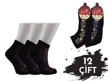 Miss Bella Renkli Kabartma Desen Bayan Tül Patik 12'li