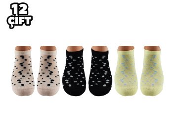 Pola 2103 Likralı Bayan Bambu Patik Çorap 12'li