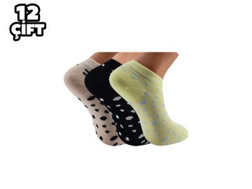 Pola 2103 Likralı Bayan Bambu Patik Çorap 12'li