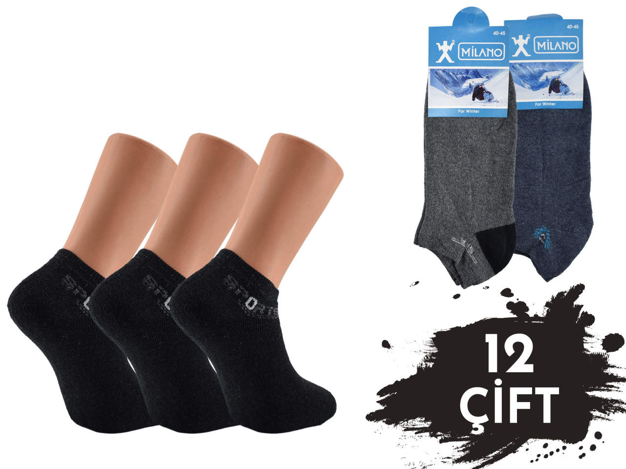 Milano Erkek Havlu Kışlık Patik 12'li