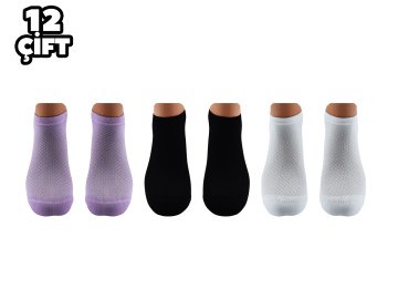Pola 2105 Likralı Bayan Bambu Patik Çorap 12'li