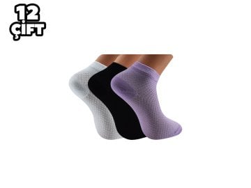 Pola 2105 Likralı Bayan Bambu Patik Çorap 12'li