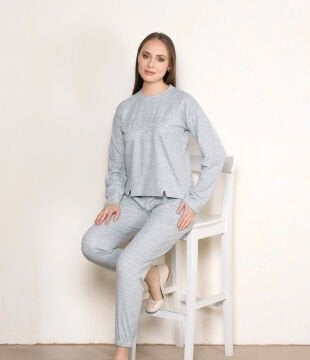 Dowry 09-126 (S-M-L-XL) Uzun Kollu Bayan Pijama Takımı 4'lü