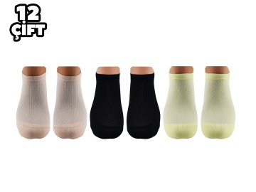 Pola 2108 Likralı Bayan Bambu Patik Çorap 12'li