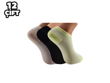 Pola 2108 Likralı Bayan Bambu Patik Çorap 12'li