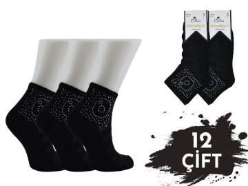 Miss Bella Taş Baskılı Bayan Tül Patik 12'li