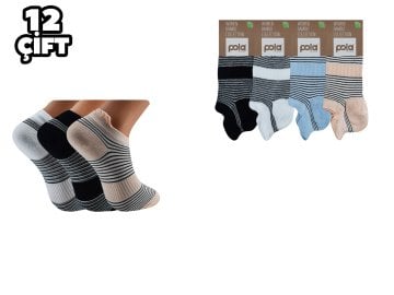 Pola 2109 Likralı Bayan Bambu Patik Çorap 12'li