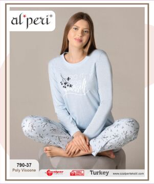 Alperi 790-37 (M-L-XL-XXL) Bayan Uzun Kollu Pijama Takım 4'lü