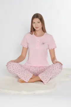 Alperi ALP780-58 (M-L-XL-XXL) Bayan Viskon Kısa Kollu Pijama Takım 4'lü