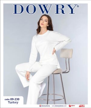 Dowry 09-230 (M-L-XL-XXL) Uzun Kollu Bayan Pijama Takımı 4'lü
