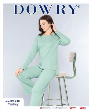 Dowry 09-230 (M-L-XL-XXL) Uzun Kollu Bayan Pijama Takımı 4'lü